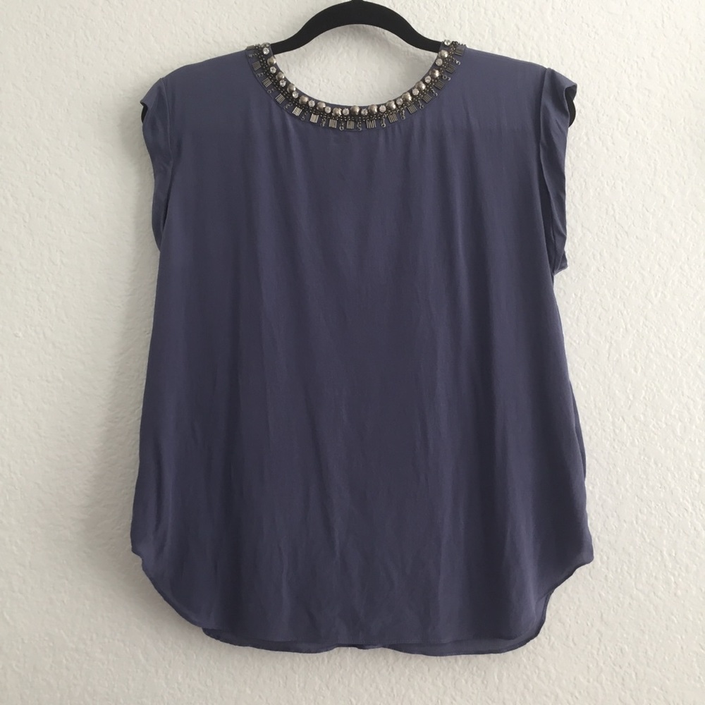 Rebecca Taylor Embellished Silk Top